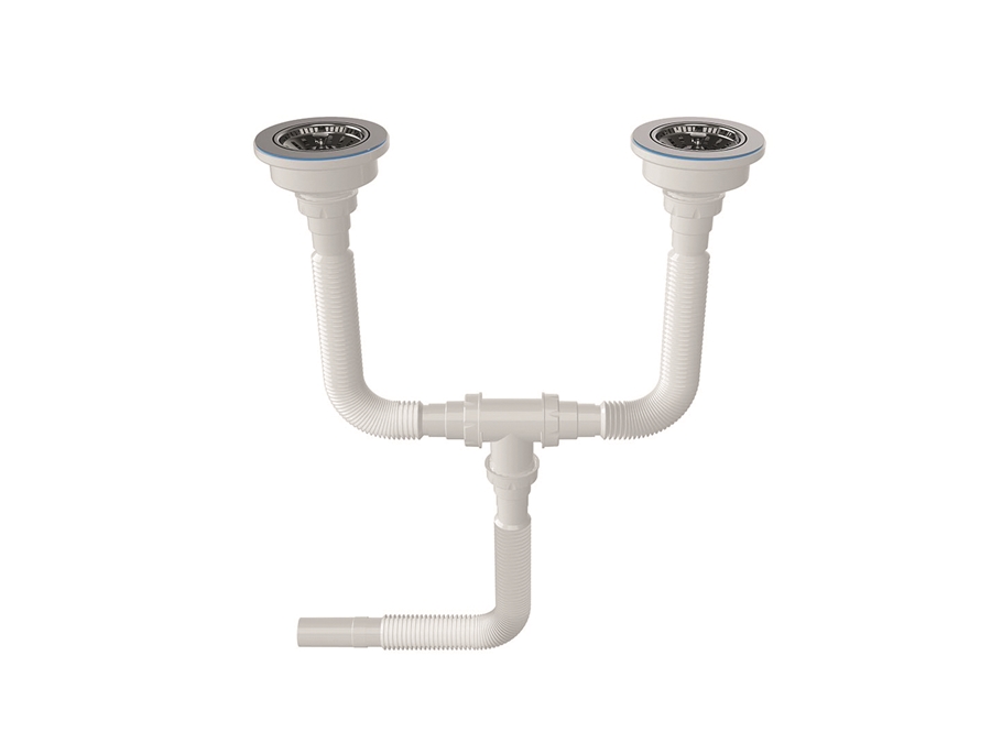 Ø40 1 1/2 - Siphon à soufflet à double section avec sortie de siphon à 304 degrés