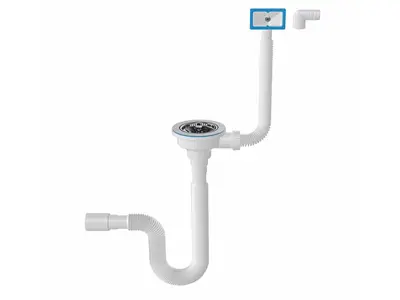 Ø32 1 1/2 - Overflow Trash Bin Head Bellows Siphon