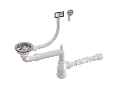 Ø40 1 1/2 - Trash Bin Head Overflow Basin Telescopic Bellows Outlet Sink Siphon