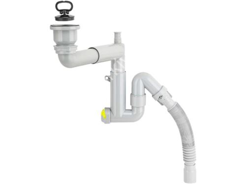 Crépine télescopique en acier inoxydable de qualité Ø32 avec siphon à vis/évier en acier inoxydable