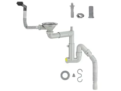 Ø32 304 Grade Stainless Steel Telescopic System, Strainer With Delrin Screw Set / Sink Siphon