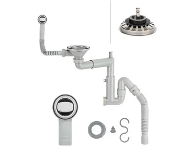 304 Quality Stainless Steel Telescopic System Strainer and Brass Screw Set / Sink Siphon