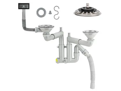 304 Grade Stainless Steel Telescopic System, Strainer With Brass Screw Set / Sink Siphon