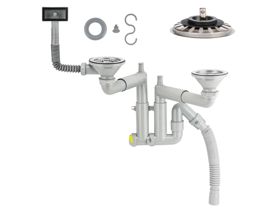 304 Grade Stainless Steel Telescopic System, Strainer With Brass Screw Set / Sink Siphon