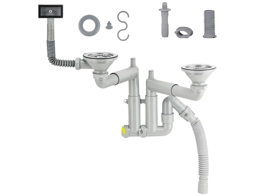 304 Quality Stainless Telescopic System, Strainer with Delrin Screw Set / Sink Siphon