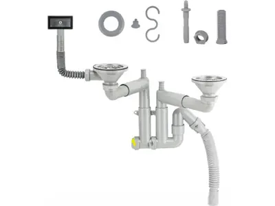 304 Quality Stainless Telescopic System, Strainer with Delrin Screw Set / Sink Siphon