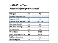 Satılık 2010 Model Ma 1600 Haitian Plastik Enjeksiyon Makinesi - 4