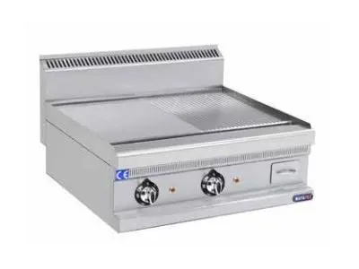 800x700x270 mm Paslanmaz Yarı Oluklu Pleyt Elektrikli Endüstriyel Izgara