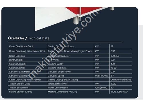 480 mm Çoklu Kesim Ebatlama Makinası