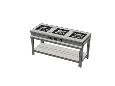 3'Lü 150x65x85 mm Gazlı Taban Raflı Ocak