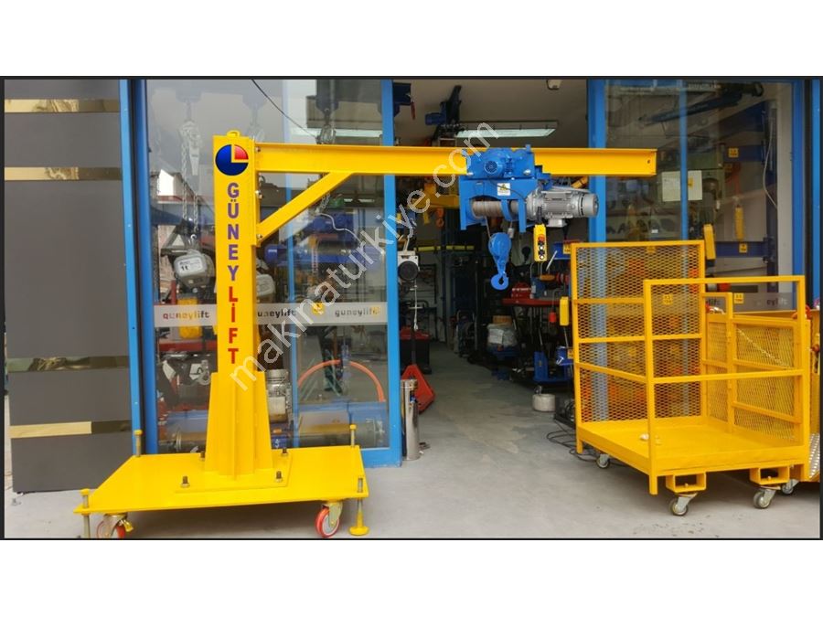 1 Ton 3 Metre Yer Bağlantılı Manuel Pergel Vinç Sistemi