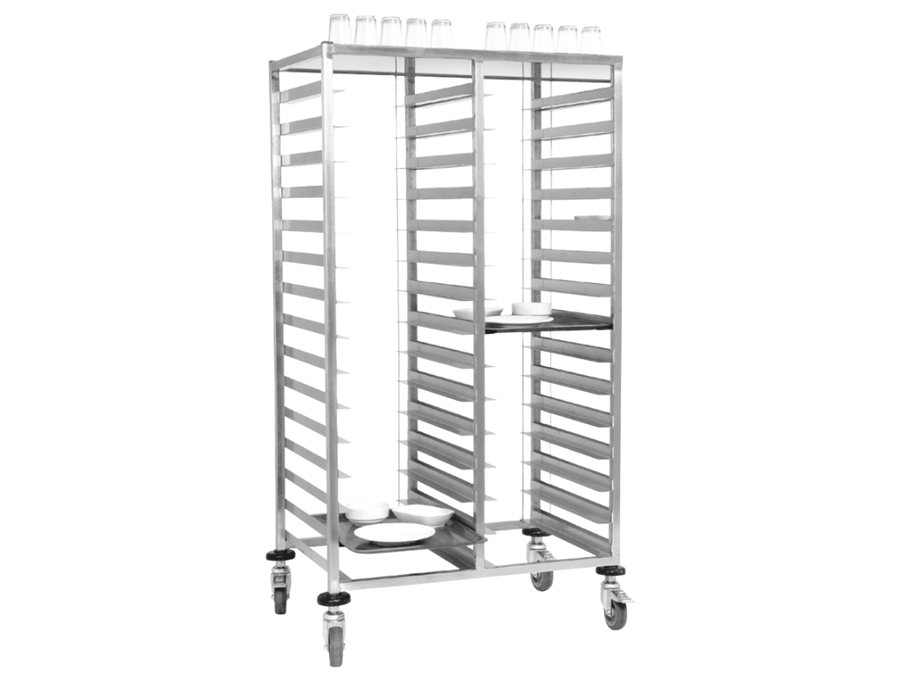 45 Tepsi Kapasiteli Üçlü Bulaşık Toplama Tepsi Taşıma Arabası