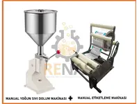 Manual Yoğun Sıvı Dolum + Manual Etiketleme Makinası 