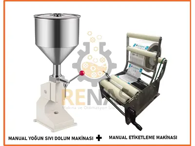 Manual Yoğun Sıvı Dolum + Manual Etiketleme Makinası