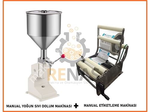 Manual Yoğun Sıvı Dolum + Manual Etiketleme Makinası