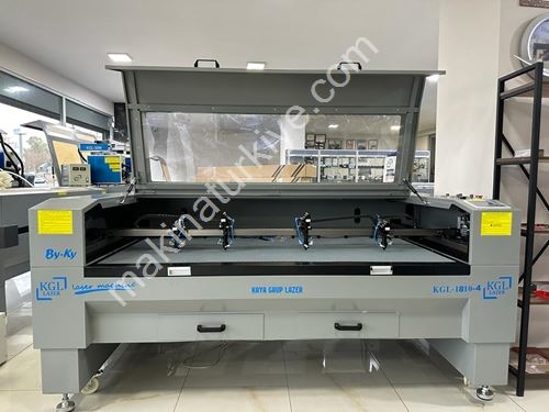 1000x1800 mm Büyük Kameralı Konveyörlü Dört Kafa Lazer Kesim Makinası