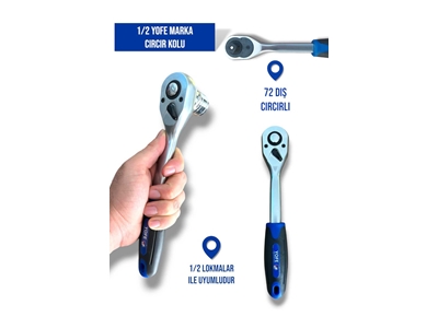 1/2 Profesyonel Cırcır Kol Standart Tork Anahtarı - 0