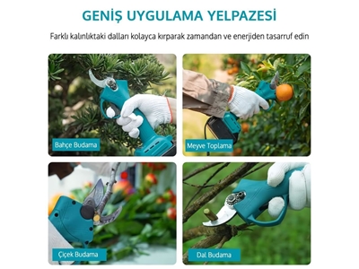 58V 5Ah Çift Akülü Çelik Şanzımanlı Makaslı Dal Budama Testeresi 2Li Set - 5