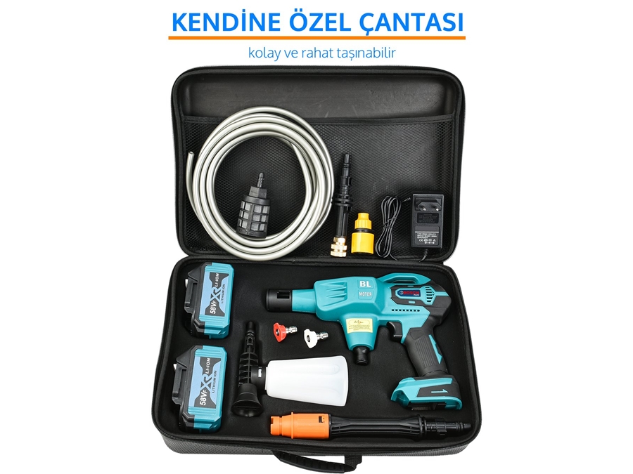 58Vf Yüksek Basınçlı Çift Akülü Profesyonel Kömürsüz Oto Araba Yıkama Makinası