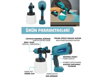58Vf Mavi Yüksek Basınçlı Çift Akülü Sprey Boya Püskürtme Tabancası - 3