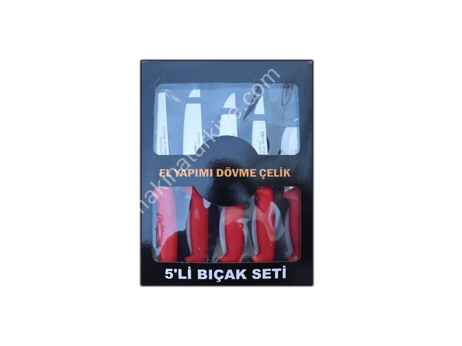 5'Li Plastik Saplı Premium Paslanmaz Çelik Kasap ve Mutfak Bıçağı