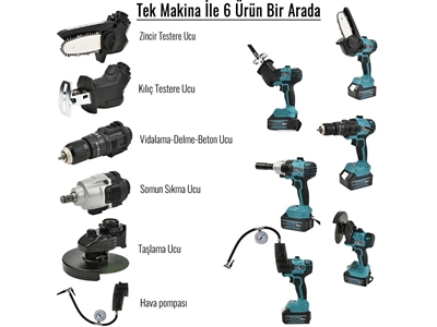 58Volt Çok Amaçlı Şarjlı Akülü Vidalama Makinası 6'Lı Set - 1