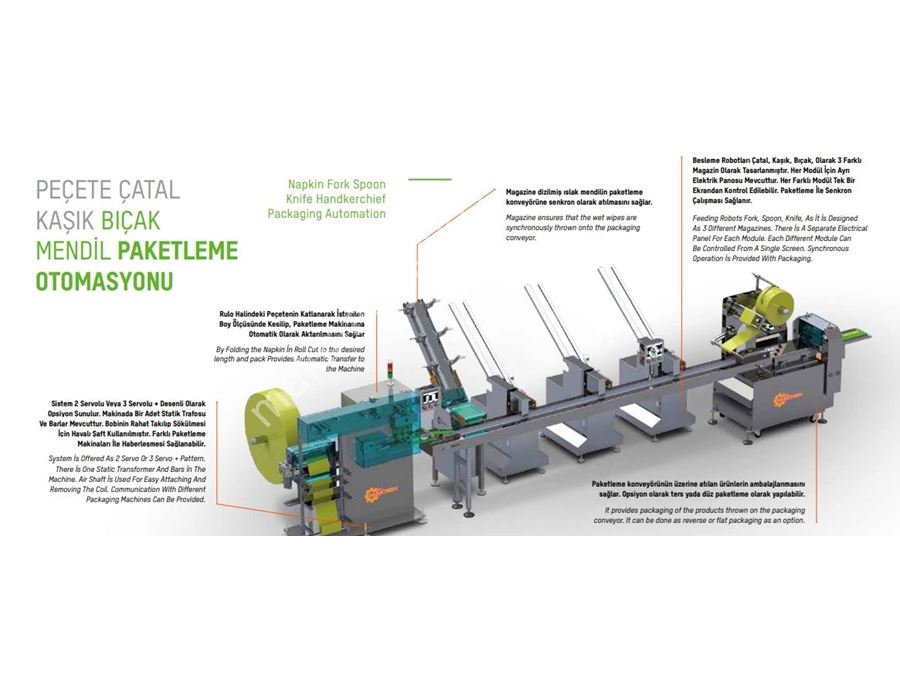 Napkin Spoon Fork Knife Tissue Conveyor Packaging Machine