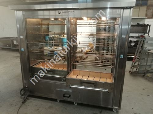 Machine à kebab double vitrine 24 broches au charbon de bois