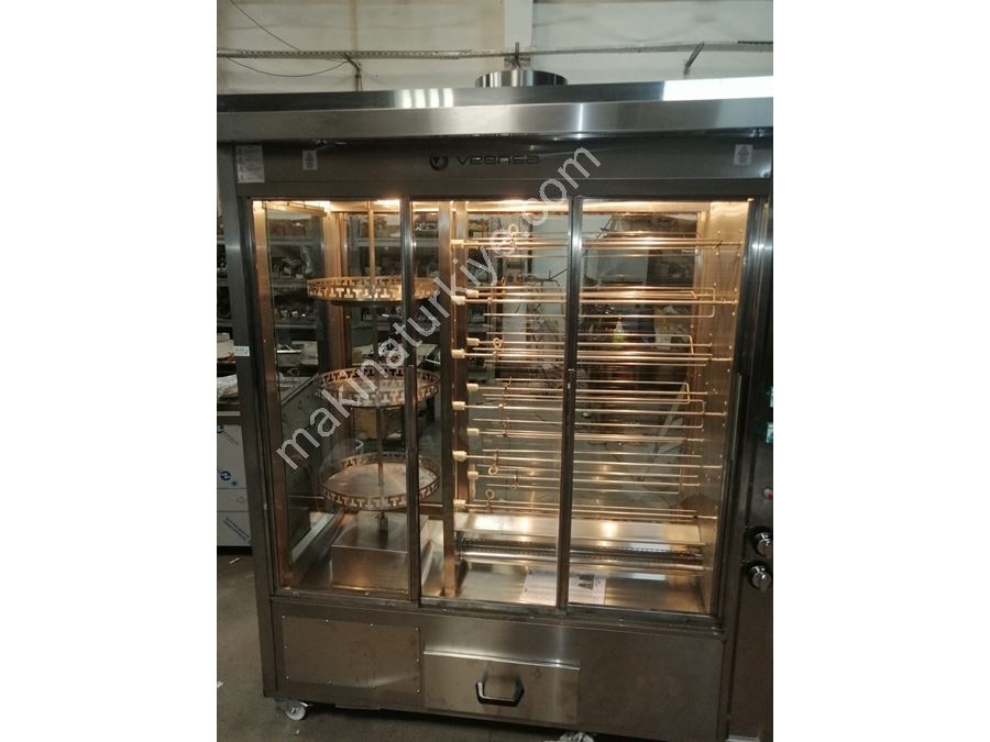 Double Display Chicken Rotisserie Machine 12 Skewers Rotating Rest Natural Gas And Lpg