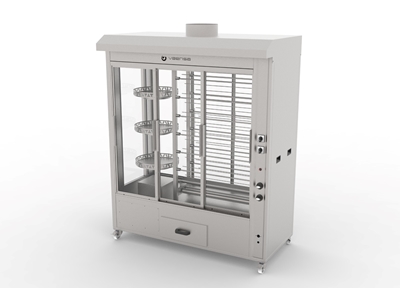Double Display Chicken Rotisserie Machine 12 Skewers Rotating Rest Natural Gas And Lpg - 2