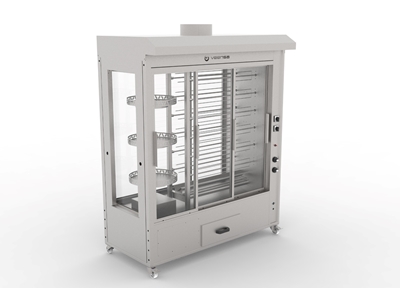 Double Display Chicken Rotisserie Machine 12 Skewers Rotating Rest Natural Gas And Lpg - 1