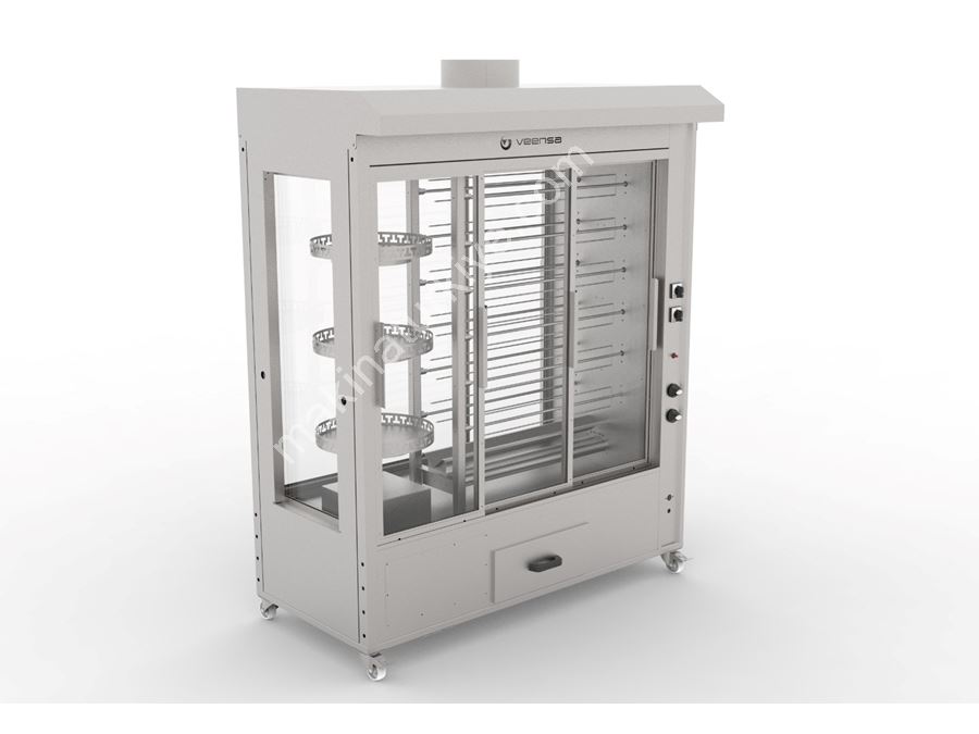 Double Display Chicken Rotisserie Machine 12 Skewers Rotating Rest Natural Gas And Lpg