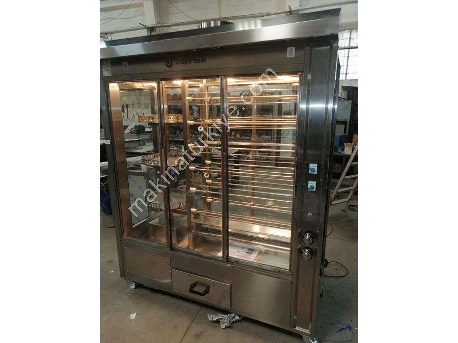 Double Display Chicken Rotisserie Machine 12 Skewers Rotating Rest Natural Gas And Lpg