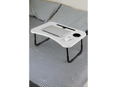 Tablette de lit portable pliante pour ordinateur portable et petit-déjeuner, blanc - 3