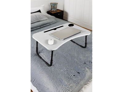 Tablette de lit portable pliante pour ordinateur portable et petit-déjeuner, blanc - 1