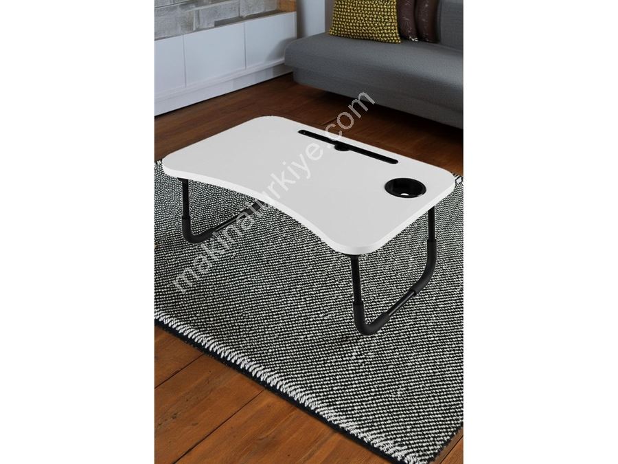 Tablette de lit portable pliante pour ordinateur portable et petit-déjeuner, blanc