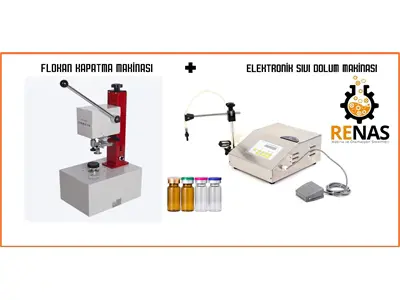 Elektronik Sıvı Dolum Makinası + Flakon Kapak Kapatma Makinası