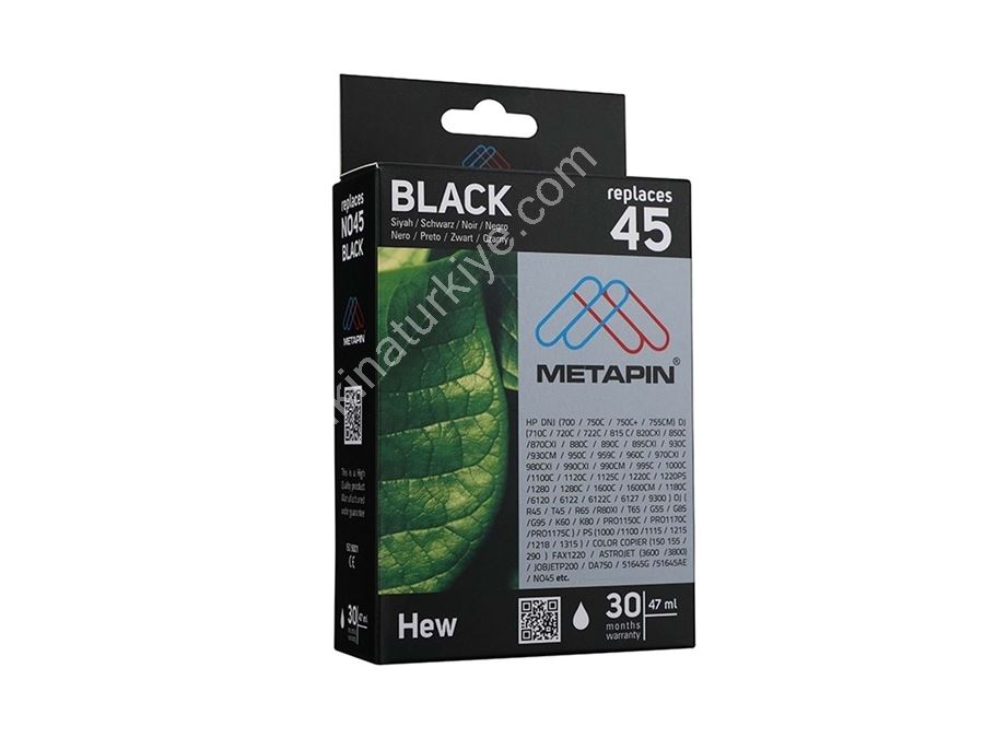 HP-45 Ink 51645A Pastal Çizim Uyumlu Plotter Makinesi Mürekkep Siyah Kartuş 
