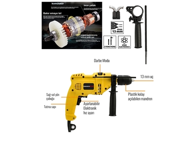 13mm Elektrikli Darbeli Matkap - 2