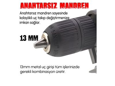 13mm Profesyonel Elektrikli Darbeli Matkap - 7