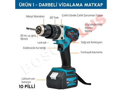 125mm Avuç Taşlama, Kırıcı Delici Hilti, Somun Sıkma Sökme, Vidalama Matkap Akülü Ultra 4'Lü Set - 3