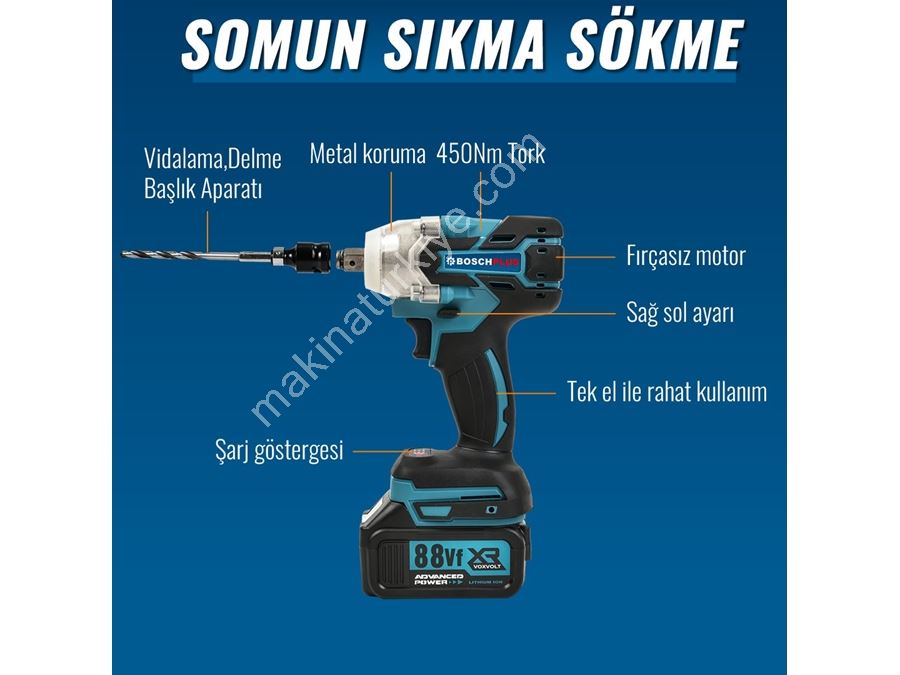 Avuç Taşlama, Kırıcı Delici Hilti, Somun Sıkma Sökme, Vidalama Matkap, Budama Testere 5'Li Set