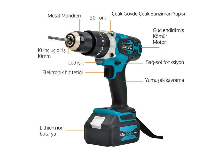 Vidalama, Somun Sıkma, Kırıcı Delici, Avuç Taşlama ve 12 Köşe Lazer Metre Ultra 5'Li Grup Set