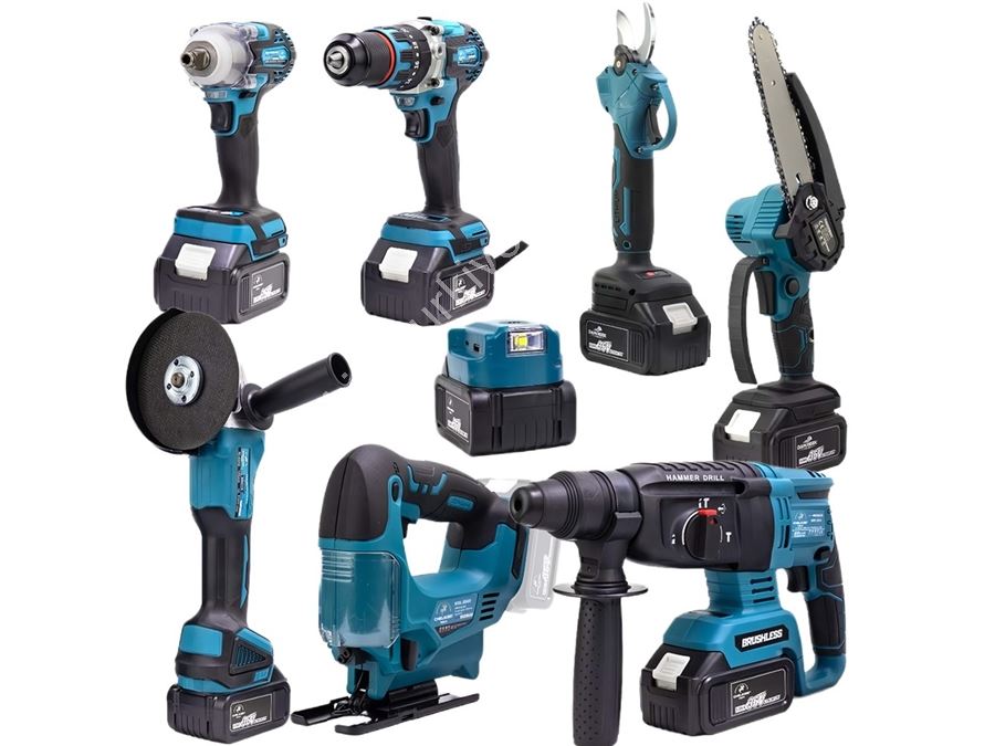 EEA379 Breaker Drill, 450Nm Nut Loosening, 13mm Drilling, Branch Pruning Shears Cordless 8-Piece Set