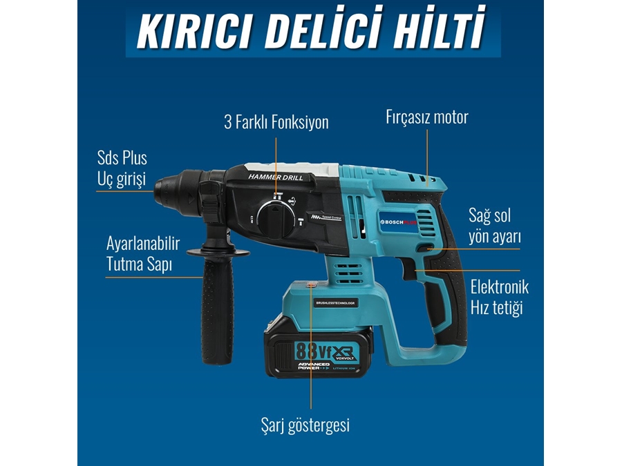125mm Avuç Taşlama, Kırıcı Delici Hilti, Somun Sıkma Sökme Akülü 6'Lı Set