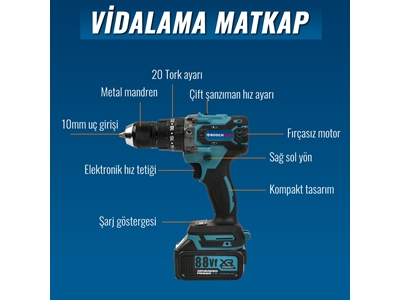 125mm Avuç Taşlama, Kırıcı Delici Hilti, Somun Sıkma Sökme Akülü 6'Lı Set - 4