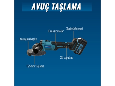 125mm Avuç Taşlama, Kırıcı Delici Hilti, Somun Sıkma Sökme Akülü 6'Lı Set - 5