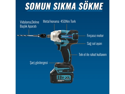 125mm Avuç Taşlama, Kırıcı Delici Hilti, Somun Sıkma Sökme Akülü 6'Lı Set - 7