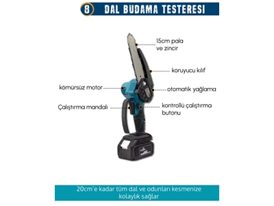 Kırıcı Delici Matkap, Avuç Taşlama, Somun Sıkma Akülü 9'Lu Set - 13