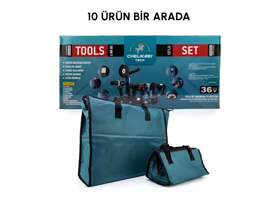 Led Işık, Lazer Metre, Somun Sıkma, Dekupaj, Oto Yıkama Akülü 10'Lu Set